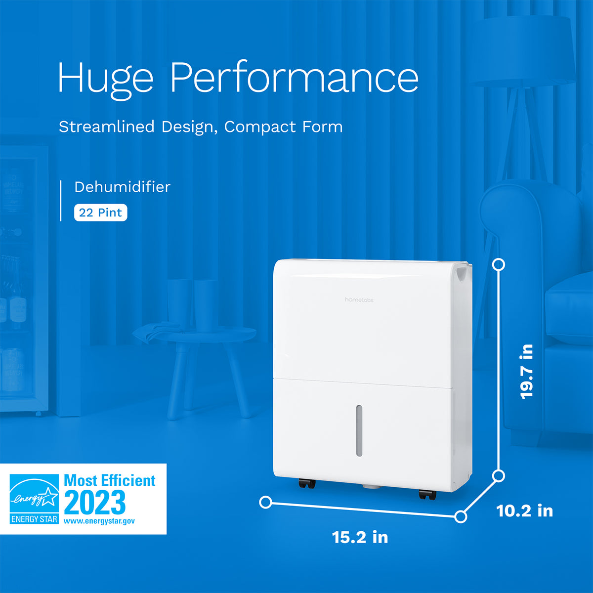 HUMILABS 1500 Sq. Ft store Dehumidifier (22 pint) (3D4)